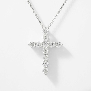 Elegant 14K White Gold 1ct Radiant Cut VVS EF Lab-Grown Diamond Cross Pendant Necklace IGI Certified Luxury Fine Jewelry Gift - Product Image 4