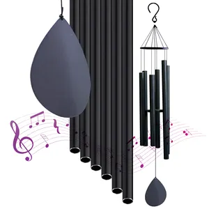 Black Metal Wind Chimes for Outdoor/Indoor Garden Decor Memorial Wind Chimes----50inch large wind chime