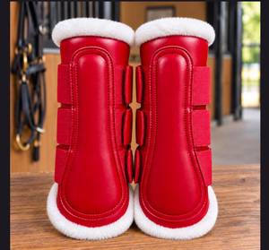 BRAND ZONE Bottes équestres en cuir verni pour chevaux, protections de tendons 8MM en néoprène, fausse fourrure, cuir PU, durables et confortables - Product Image 1