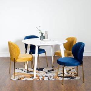 Set da Pranzo Contemporaneo Amoa 5 Pezzi, Tavolo Rotondo Bianco e 4 Sedie per Sala da Pranzo Moderna - Product Image 1