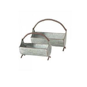 Maceta Colgante de Pared Circular de Metal Galvanizado Estilo Rústico, Decoración de Jardín de Hierro para Interiores y Exteriores, Maceta con Colgador de Cuerda - Product Image 3