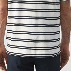 Camiseta de Cuello Redondo, Corte Regular, a Rayas, con Diseño de Logotipo Personalizado, Abertura Trasera, Mangas Cortas, Dobladillo Recto, Color Sólido 2026 - Product Image 6