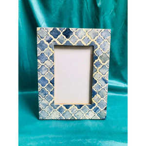 Cadre photo en bois durable, écologique, fait main, avec incrustations de os, mosaïque, décoration de table, fabricant indien - Product Image 3