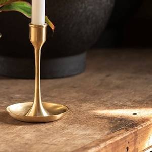 Porte-bougie conique moderne en métal doré avec plateau anti-goutte, élégant chandelier à tige fine, centre de table de luxe pour mariage, décoration de table - Product Image 6