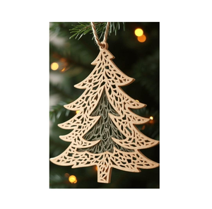 Eco Friendly Handmade Wooden Christmas <b>Tree</b> <b>Ornaments</b> Laser Cut Hanging Decorations Reusable Modern Holiday Decor Home Office - Product Image 4