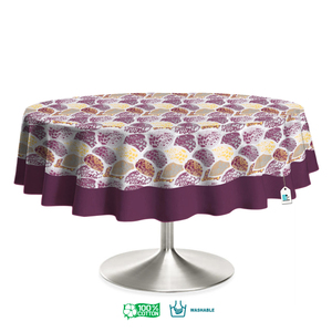 Nappe ronde moderne en coton tissé 100% coton, imprimé floral, douce, imperméable, anti-taches, réutilisable, décoration de table de salle à manger et de cuisine - Product Image 2