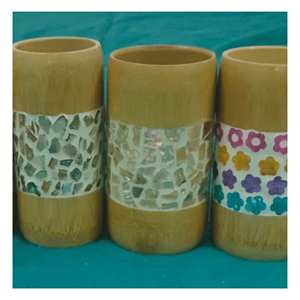 Tasse en bambou avec incrustation de nacre naturelle, pour servir les boissons et la décoration, en provenance du Vietnam. - Product Image 4