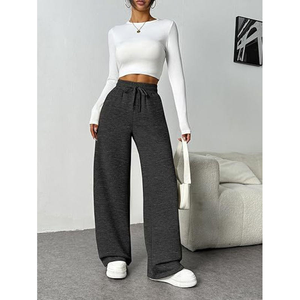 Pantalon de jogging décontracté élastique à taille haute et jambe droite pour femme, idéal pour l'automne et l'hiver, en tissu épais, pour le sport et le quotidien. - Product Image 4