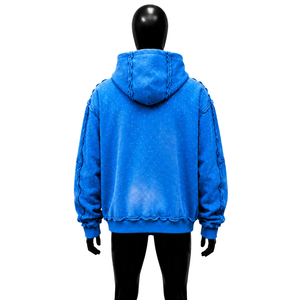Sweat à capuche zippé bleu avec motif « Hidden Truth », orné de strass, effet délavé vintage, coupe oversize, style streetwear, unisexe - Product Image 2