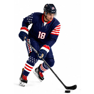 Conjunto de Jersey de Hockey sobre Hielo con Bandera Americana, Manga Larga, Impresión Sublimada, Uniforme Transpirable con Número 18, Talla Adulto - Product Image 4