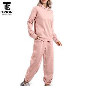 Ensemble de survêtement pour femme en coton épais, deux pièces, uni, respirant, avec sweat à capuche oversize - Product Image 3