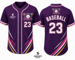 เสื้อเบสบอล SINEWY SPORTS ผ้าโพลีเอสเตอร์ 100% สีชมพู ขาว ทอง ปักลาย ระบายเหงื่อได้ดี สำหรับผู้ใหญ่ แขนสั้น แบบยูนิเซ็กซ์ - Product Image 1