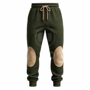Ensemble de survêtement pour homme vert olive à capuche avec empiècements beiges, manches longues, tenue décontractée d'automne, pantalon uni à cordon de serrage - Product Image 4