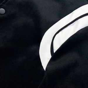 Nouvelle veste varsity pour homme, design tendance, col montant, logo sur le devant, respirante, coupe-vent, en laine et cuir, streetwear d'hiver, grandes tailles - Product Image 5