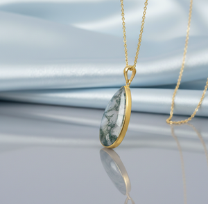 Collier en Agate Mousse de 16 Pouces, 15g, en Argent 925, Fait Main, Bijoux Fins, Cadeau d'Anniversaire, Best-Seller - Product Image 3