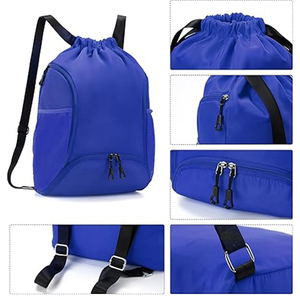 SHAGHAF SPORTS WEAR Custom Blue Microfiber <b>Drawstring</b> Backpack for Men Women | <b>Waterproof</b> Sports Gym <b>Bag</b> | Lightweight Travel - Product Image 4