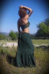 Falda Maxi Boho de Algodón con Diseño Asimétrico y Volantes, Suave y Transpirable, Falda Larga de Verano para la Playa - Product Image 2