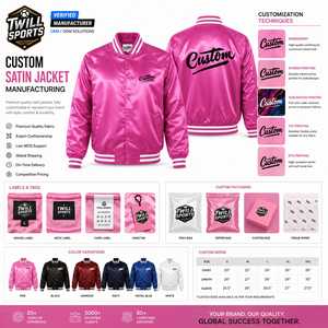 Chaqueta Bomber Rosa de Satén Personalizada para Hombre con Logotipo Bordado en la Parte Delantera, Estilo Casual Urbano, Corte Regular, Ropa de Invierno - Product Image 2