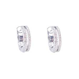 Boucles d'oreilles créoles Huggies en moissanite ronde avec diamants, en argent 925, bijoux fins pour mariage, fiançailles, cadeau pour femme - Product Image 4