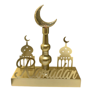 Plateau rectangulaire en bois avec poignées métalliques pour le Ramadan – Idéal pour les fêtes arabes du Moyen-Orient et les collations à la maison - Product Image 3