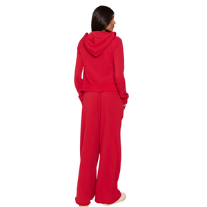 Women's Solid Cropped <b>Full</b> <b>Zip</b> <b>Hoodie</b> Tracksuit Two-Piece Casual Lounge Set Relaxed Fit Elastic Waist Wide Leg Eco-Friendly - Product Image 2