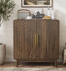 Meuble d'appoint moderne et luxueux à 2 portes pour bar à domicile, présentoir à vin avec étagères réglables, style européen pour la décoration intérieure - Product Image 1
