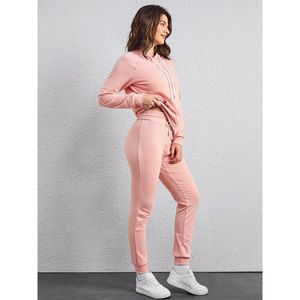 Conjunto deportivo de dos piezas para mujer, otoño invierno, informal, para correr, de alta calidad, sudadera corta con capucha y pantalones deportivos. - Product Image 2