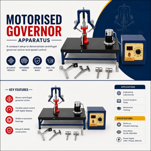 Motorised Governor Apparatus | Variable Speed Governor <b>Trainer</b> | Mechanical Engineering Lab Equipment | Electric Motor OEM - Product Image 5