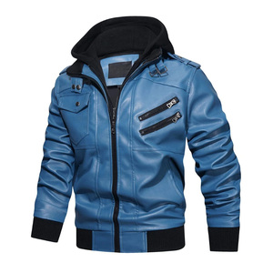 Wholesale Custom Hooded Zipper Leather Jacket For Men Winter Wear Casual Style Plus Size <b>Waterproof</b> <b>Warm</b> Comfortable High - Product Image 4