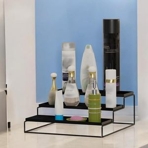 Étagère à épices empilable à 3 niveaux noire, organisateur de rangement en métal pour pots à épices - Product Image 2