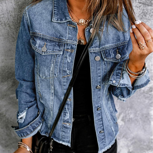 Chaqueta Vaquera de Invierno para Mujer, Forro de Algodón Transpirable, Impresión Personalizada, Servicio OEM, Manga Larga, Cierre de Botón, Alta Calidad - Product Image 3