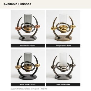 Handmade 32 cm <b>Brass</b> Glass Hurricane <b>Lantern</b> with Gimbal Deck Gunmetal Copper Finish for Home Decor & Hotel Use - Product Image 5