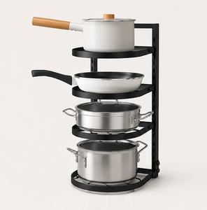 <b>Pot</b> and Pan Organizer Rack for Cabinet 4 Tier Multi-Layer Kitchen Storage Shelf and Cookware <b>Holder</b> Space-Saving Carbon Steel - Product Image 3