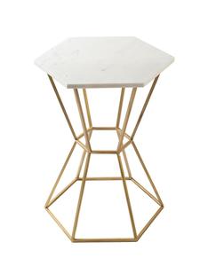 Modern Hexagonal Marble Top <b>Console</b> <b>Table</b> with <b>Gold</b> Metal Frame Living Room Accent Furniture - Product Image 3