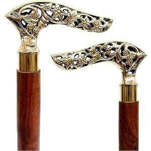 Classic brass and wooden <b>walking</b> cane with elegant grip for comfortable support and royal appearance - Product Image 5