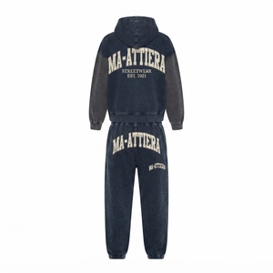 Custom Washed Oversized Hoodie and <b>Jogger</b> Sweatpants Set <b>Women</b> Cotton <b>Fleece</b> Streetwear Tracksuit OEM ODM - Product Image 4