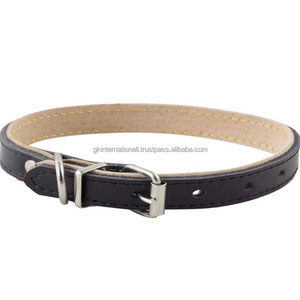 Arnés ligero y duradero para perro, collar de cuero con relleno suave beige cosido y hardware de acero inoxidable niquelado - Product Image 4