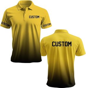 Camiseta Polo Personalizada para Hombre, Degradado Amarillo, Manga Corta, Secado Rápido, Tejido de Poliéster, Informal, Servicio OEM - Product Image 4