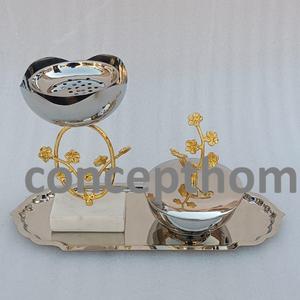 Nouvel ensemble de brûleurs d'encens de style arabe en métal, luxueux, avec décoration florale dorée, pour la décoration intérieure 2026 - Product Image 4