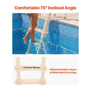 Scala per Piscina Antiscivolo a 5 Gradini con Doppio Corrimano, Scala Interrata in Plastica, Capacità di Carico 300 Libbre, Gradini Larghi 48-54 Pollici - Product Image 4