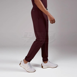 Women V Neck Scrub <b>Top</b> <b>Maroon</b> Polyester Hospital Uniform Blouse With Pockets For Medical Staff - Product Image 5