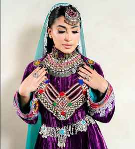 Nouvelle arrivée, robe en velours de couleur violette brodée avec un gilet assorti pour couple, robes formelles vintage afghanes - Product Image 5