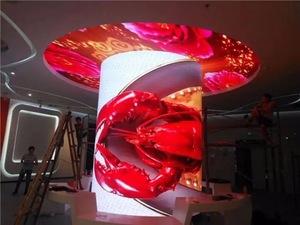 Schermo tv led flessibile a cerchio per interni cilindro curvo display <span class=keywords><strong>video</strong></span> con schermo a led in cina