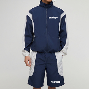 Novedad 2026: Conjunto de dos piezas cortavientos de algodón 100% personalizado, transpirable, ecológico, de peso medio, con estampado liso para ropa urbana. - Product Image 1