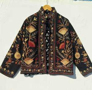 Embroidered Handmade Suzani Cotton <b>Jacket</b> Boho Short Winter Coat Floral Embroidery <b>Jacket</b> <b>Hippie</b> Style Gift For Her - Product Image 5