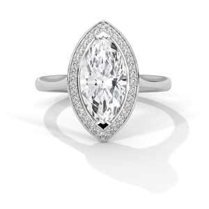 Elegant 14K White Gold Ring Comes With Marquise Cut Lab Grown Diamond Halo Setting GRA Certified Custom Engagement Ring <b>For</b> <b>Her</b> - Product Image 1