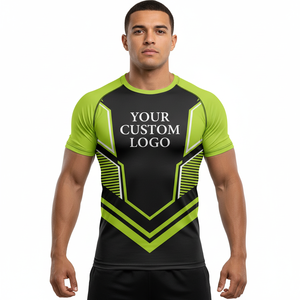 Wholesale High Quality Silk Screen Printed Fully Customized Men Rashguard <b>Compression</b> <b>Shirt</b> Quick Dry Breathable - Product Image 1