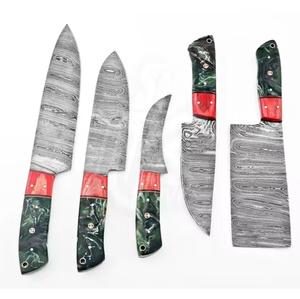 Custom Handmade High Quality 5-Piece Damascus Chef <b>Knives</b> with Customized Handle For Multi-Purpose and Eco-Friendly - Product Image 3