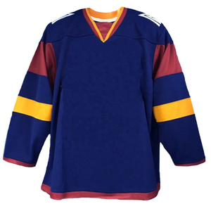 Maillot de hockey sur glace personnalisé imprimé par sublimation, col en V, manches courtes, évacuation de l'humidité, 100% polyester, coupe régulière pour adulte - Product Image 6
