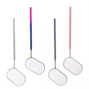Rose Gold Oval <b>Makeup</b> <b>Mirror</b> With Long Handle 4 Colors Stainless Steel Cosmetic Tool For Beauty Application - Product Image 6